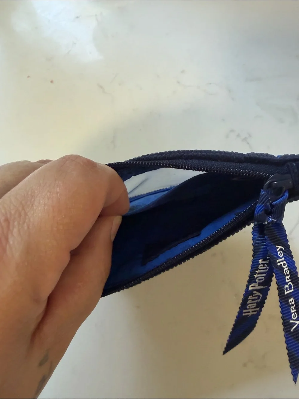 Vera Bradley Ravenclaw Corduroy Zip Pouch with Embroidered Design